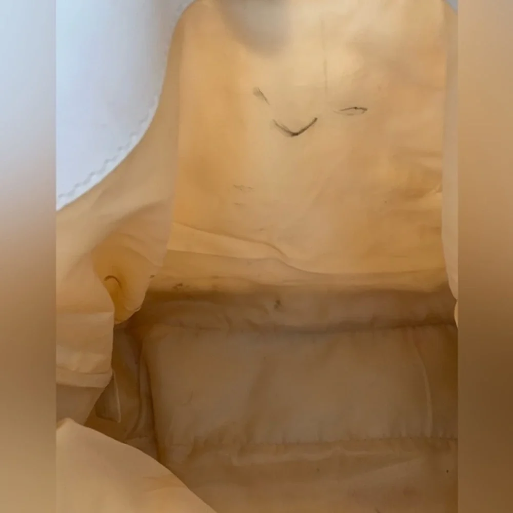 Vintage Cream Canvas Purse w/Bamboo‎ Handles
